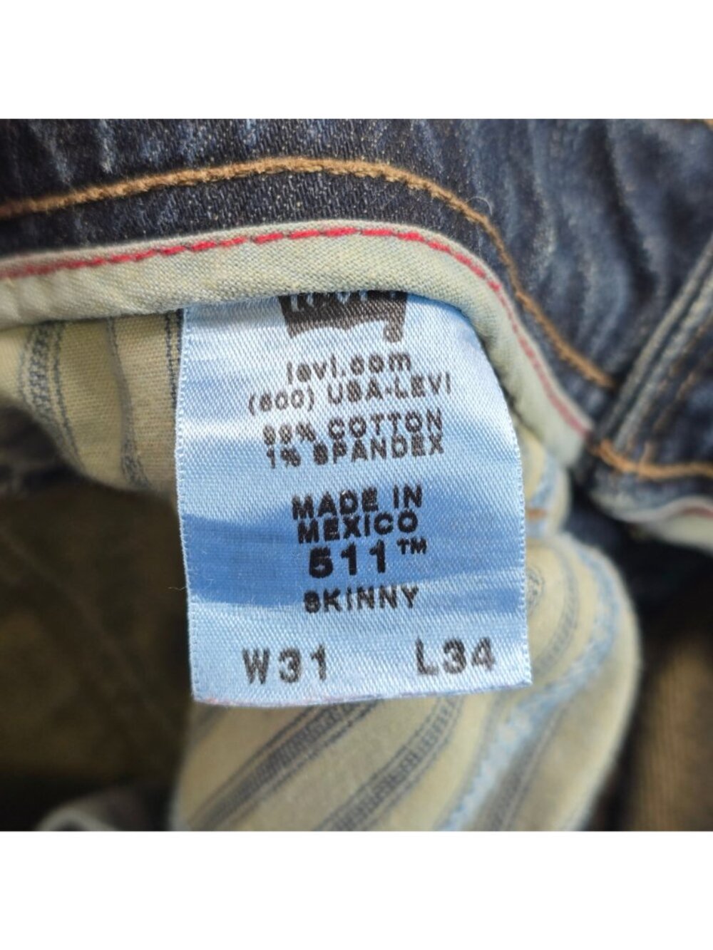 Levis 511 Mens Skinny Fit Jeans W31 L34 Medium Wash Denim - Picture 3 of 6